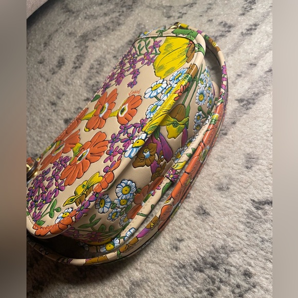 Coach 🌼🌸🌼 Swinger Bag 20 leather purse with floral print bag NWOT - Picture 15 of 15